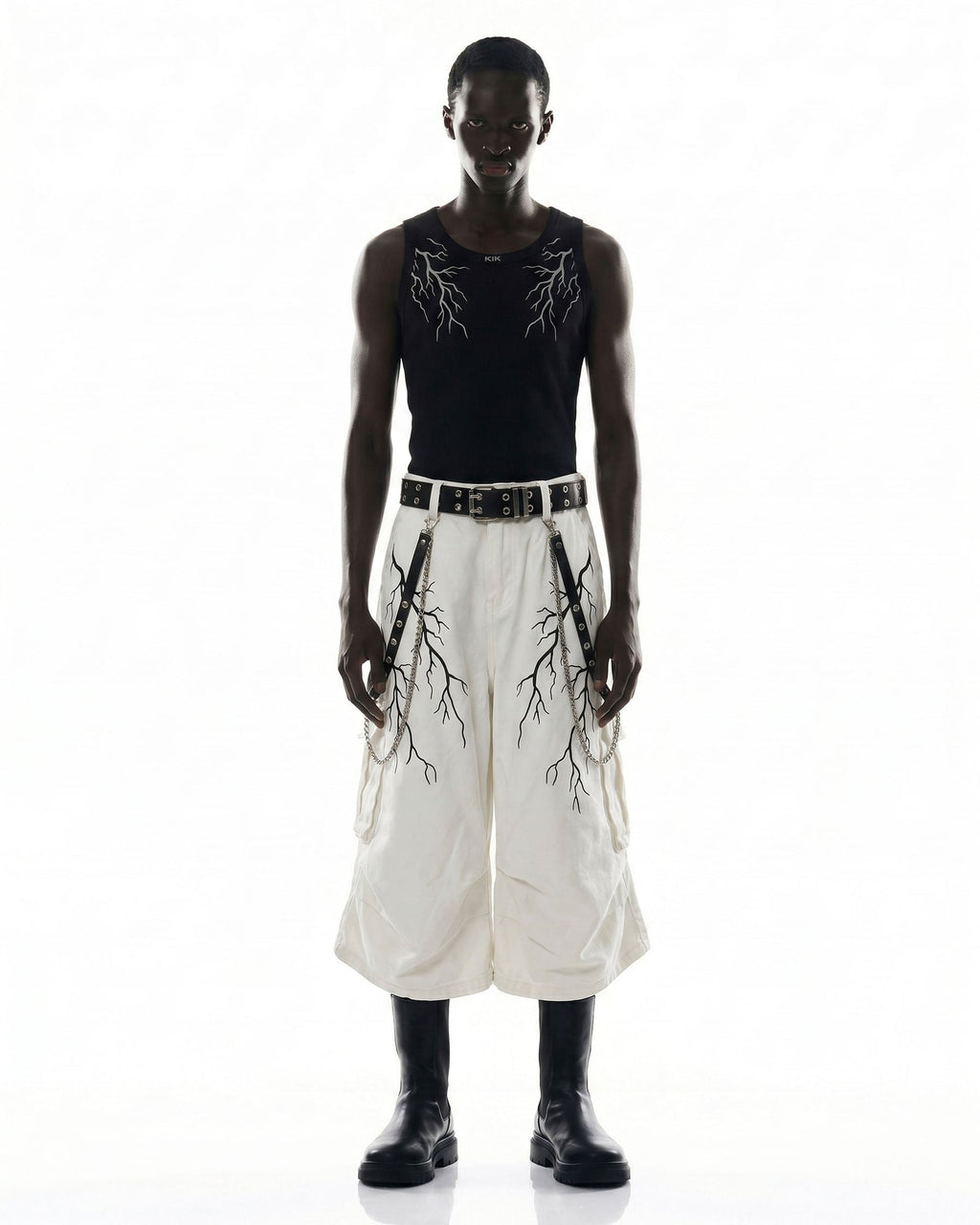 LIGHTNING Series | Gothic Chain Strap Utility Shorts