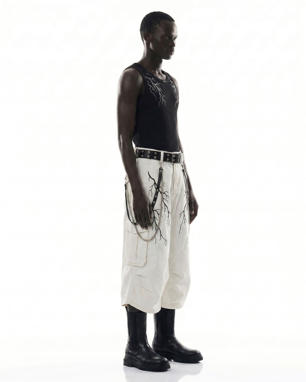 LIGHTNING Series | Gothic Chain Strap Utility Shorts