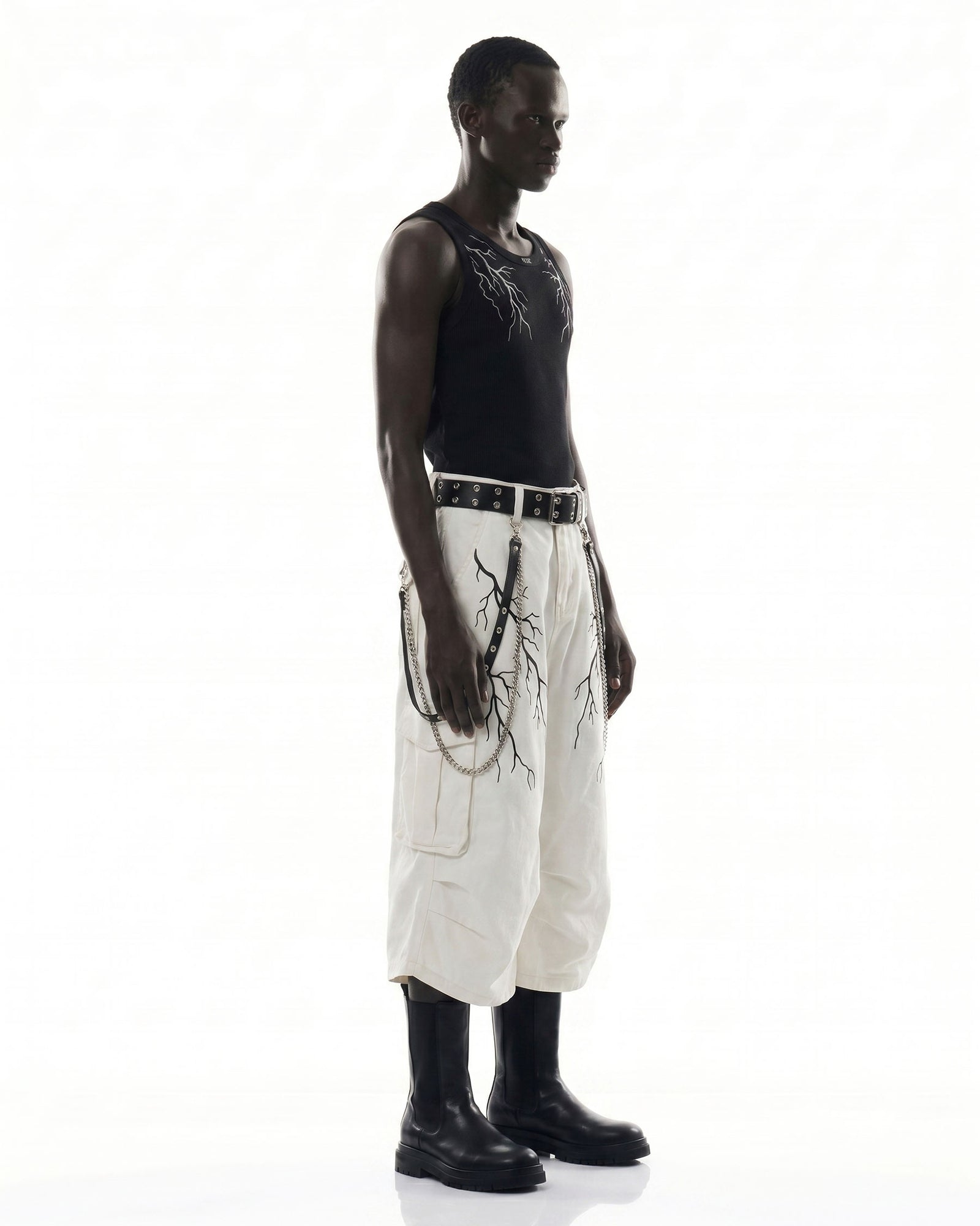 LIGHTNING Series | Gothic Chain Strap Utility Shorts