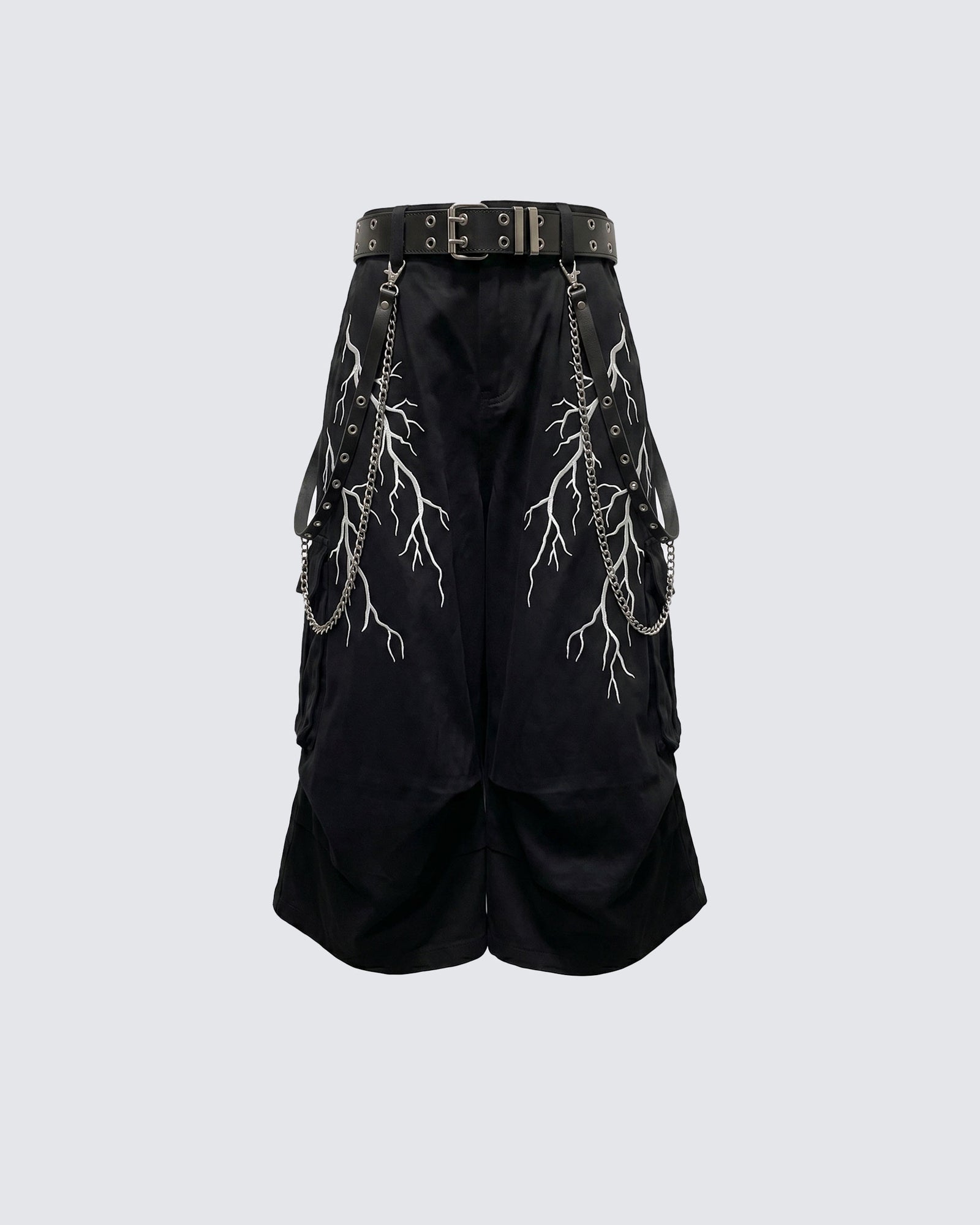 LIGHTNING Series | Gothic Chain Strap Utility Shorts